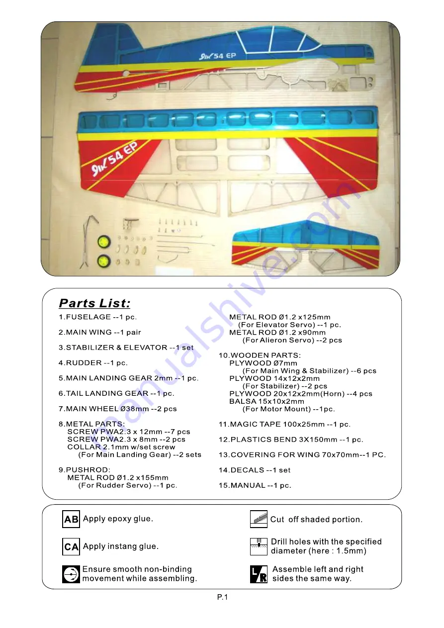 HobbyKing YAK 54 EP ARF Instruction Manual Download Page 2