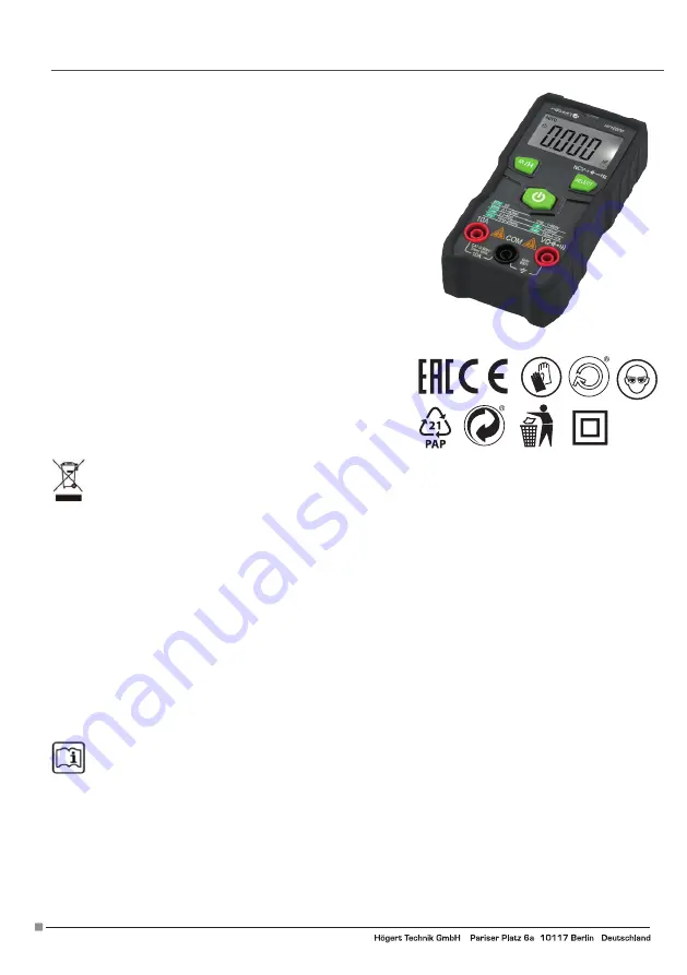 HOGERT HT1E605 User Manual Download Page 16