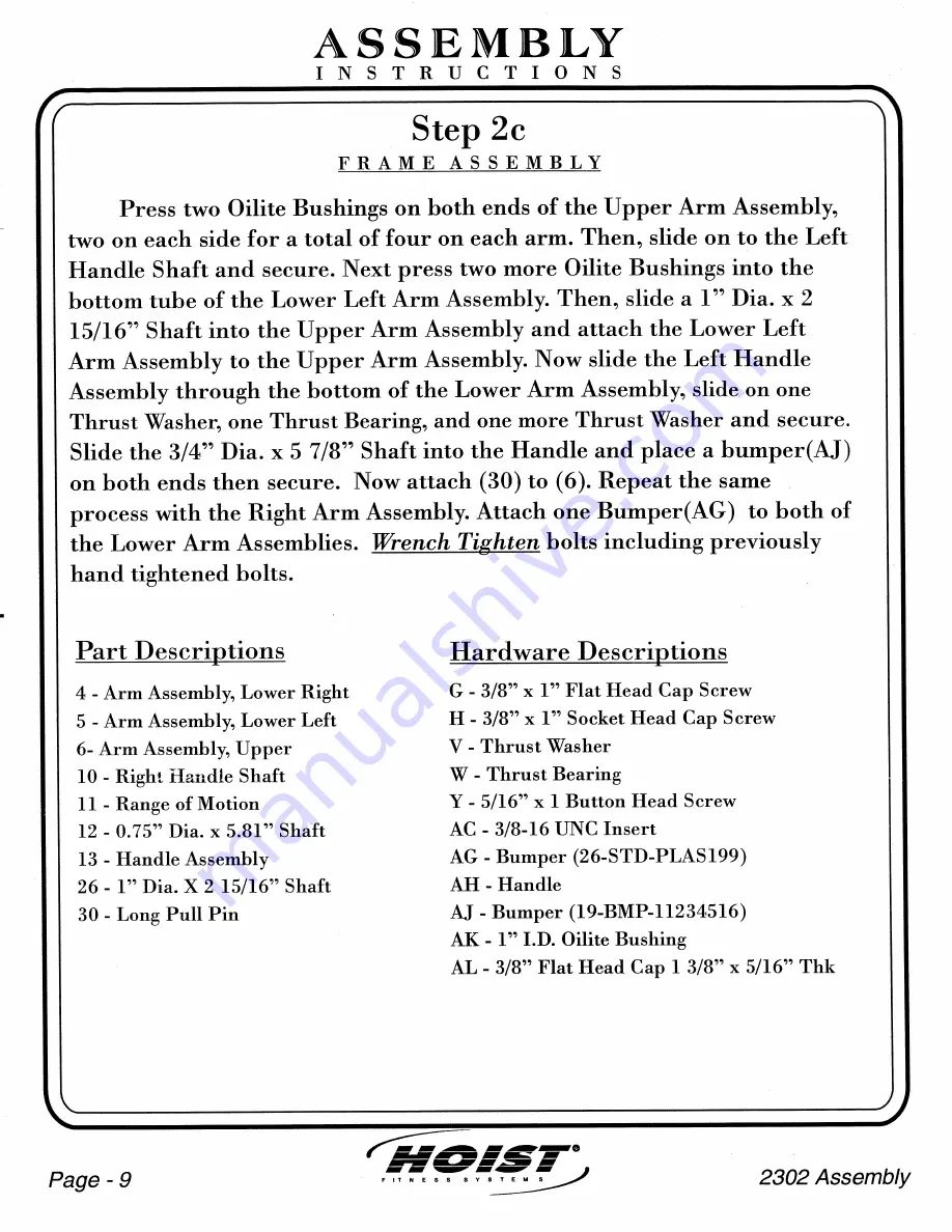 Hoist Fitness CL2302 Owner'S Manual Download Page 10