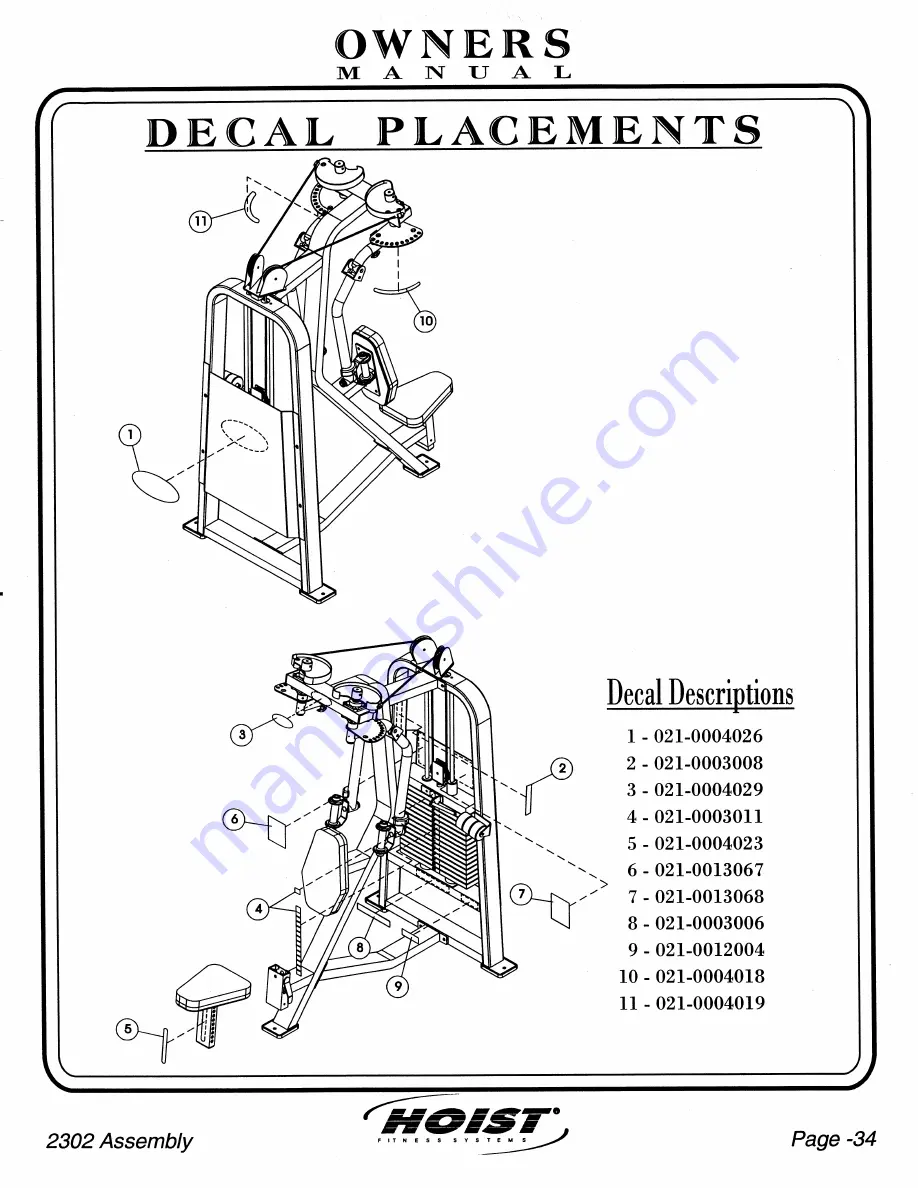 Hoist Fitness CL2302 Owner'S Manual Download Page 35