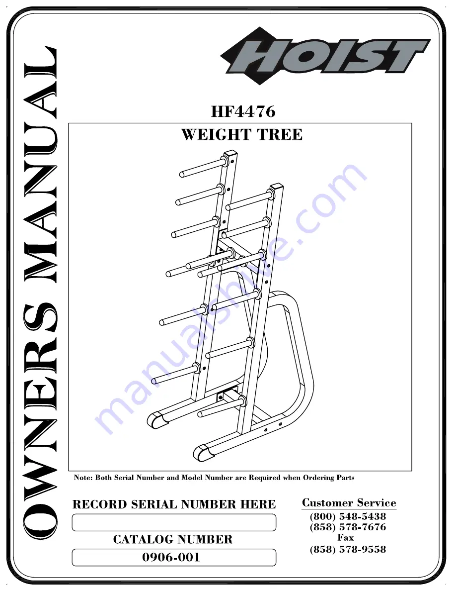 Hoist Fitness HF4476 Скачать руководство пользователя страница 1