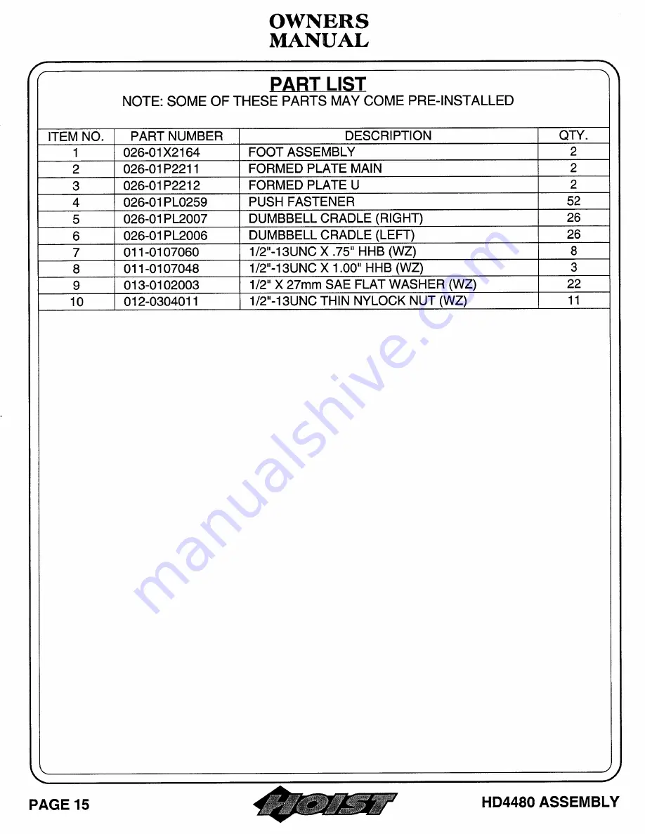 Hoist Fitness HF4480 Owner'S Manual Download Page 16