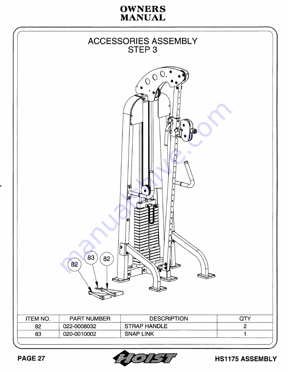 Hoist Fitness HI-LO PULLEY HS1175 Owner'S Manual Download Page 28