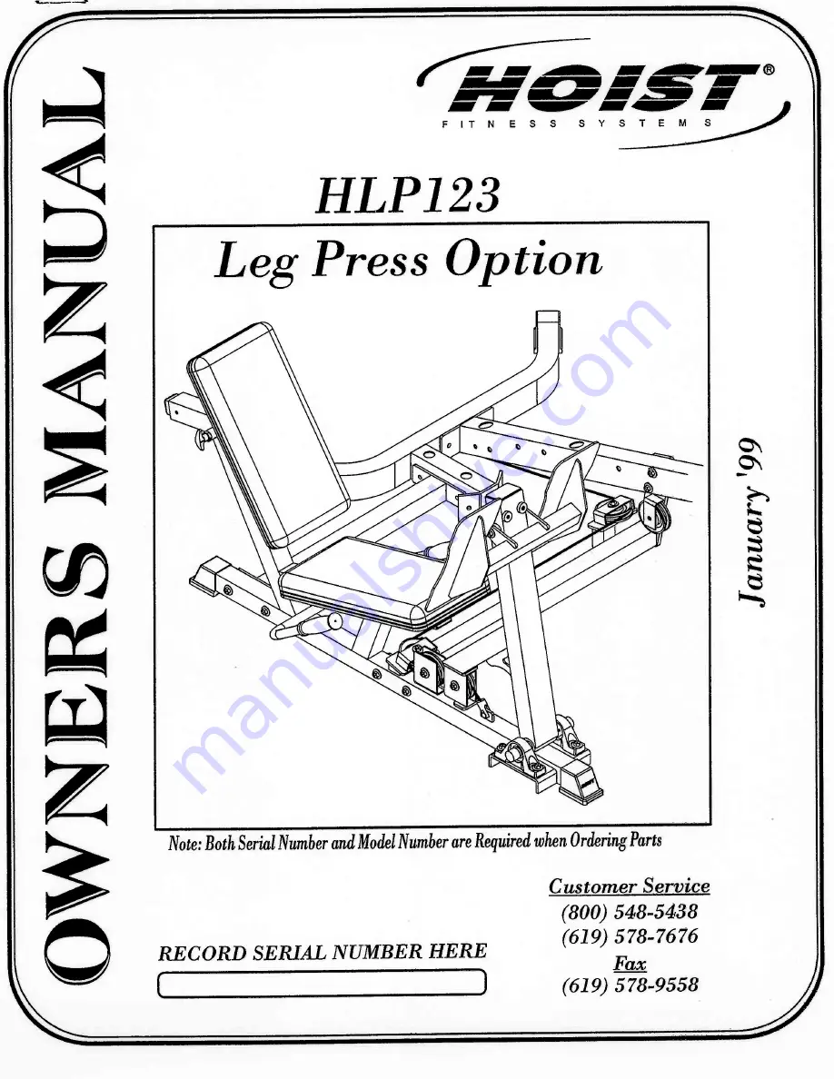 Hoist Fitness HLP123 Скачать руководство пользователя страница 1