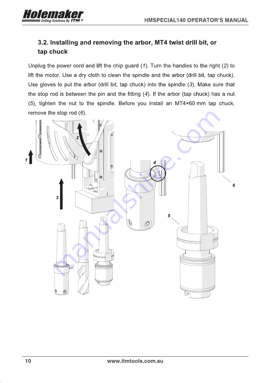 HOLEMAKER HMSPECIAL140 Operator'S Manual Download Page 10