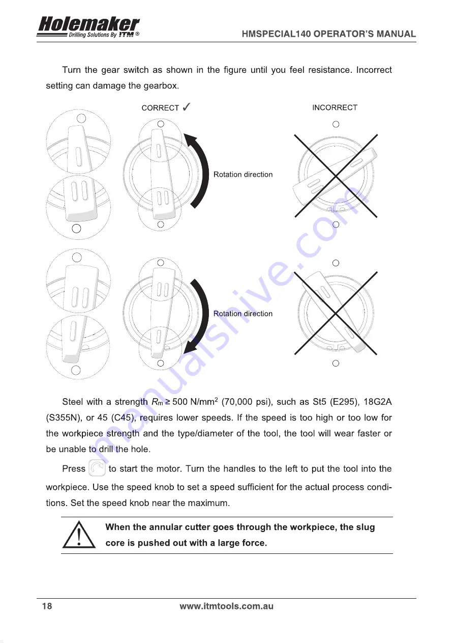 HOLEMAKER HMSPECIAL140 Скачать руководство пользователя страница 18