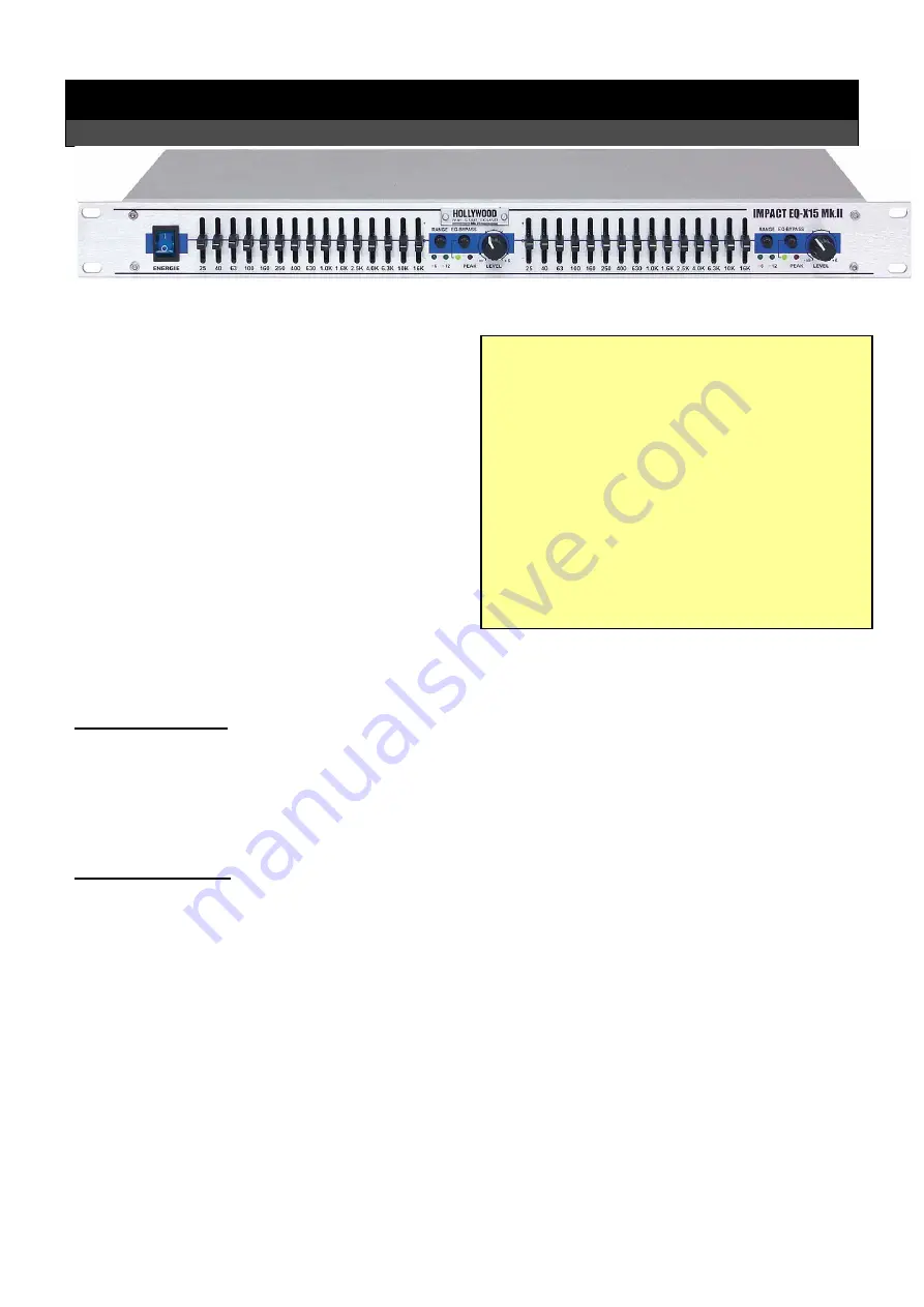 Hollywood Impact EQ-X15 MK II Reference Manual Download Page 1