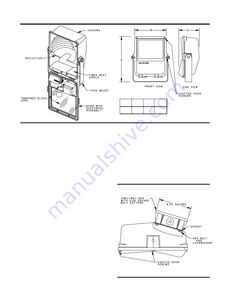 HOLOPHANE Predator Small Floodlight Marine Installation And Maintenance Manual Download Page 2