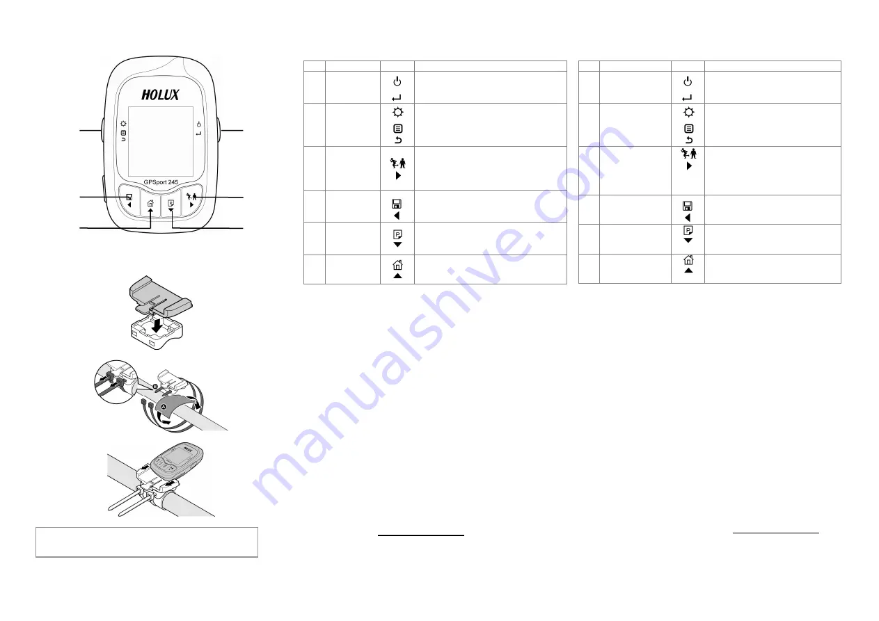 Holux GPSPORT 245 BIKE - Quick Manual Download Page 1