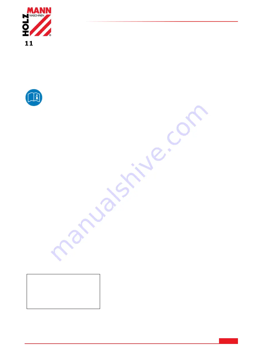 HOLZMANN MASCHINEN DSM200DS Operating Manual Download Page 20