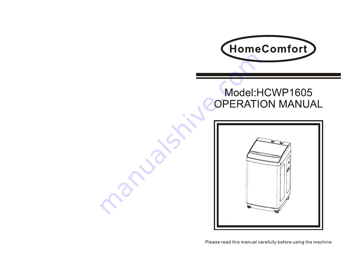 Home Comfort HCWP1605 Operation Manual Download Page 1