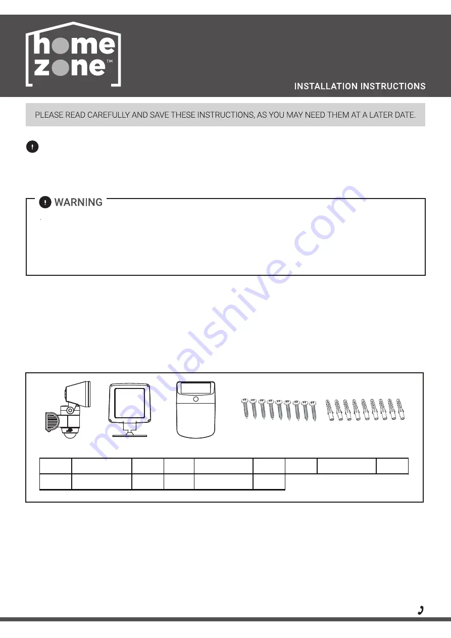 Home Zone Security ELI0980G Installation Instructions Download Page 1