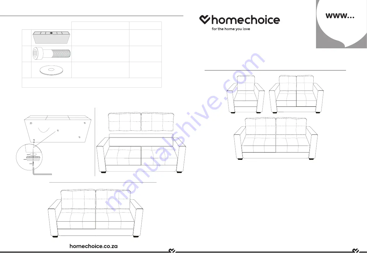 homechoice Utah 1-Seater Couch Assembly Instruction Download Page 1