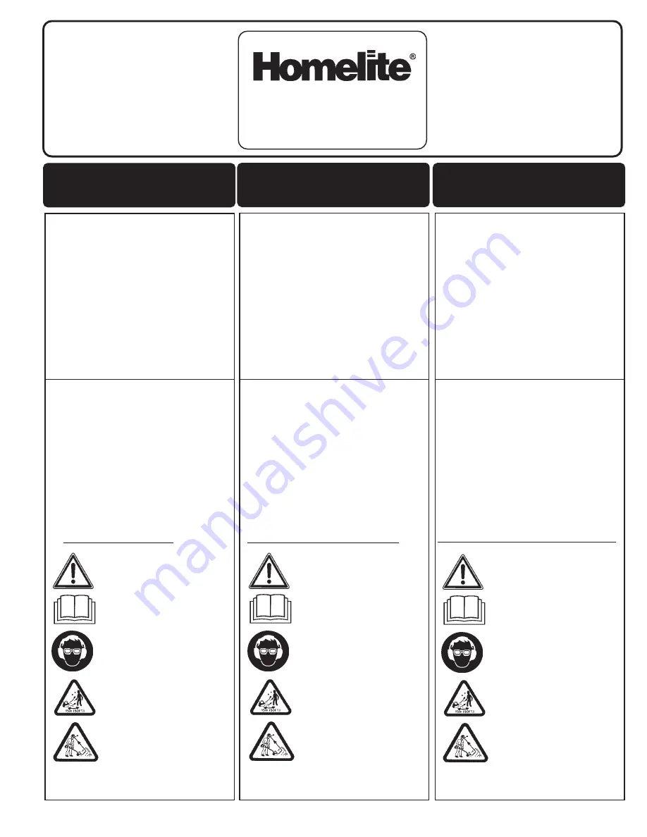 Homelite d825sb UT15152 Operator'S Manual Download Page 1