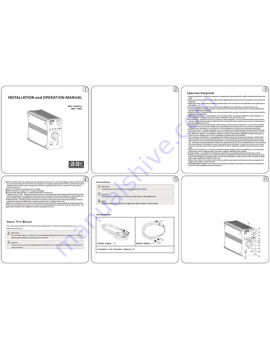 Homony HMN-080A Installation And Operation Manual Download Page 1