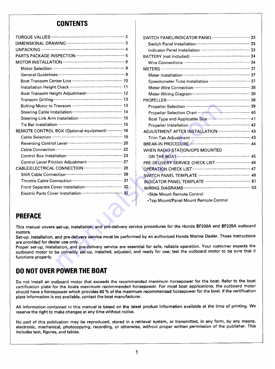 HONDA marine BF175A Set-Up, Installation, And Pre-Delivery Service Download Page 2