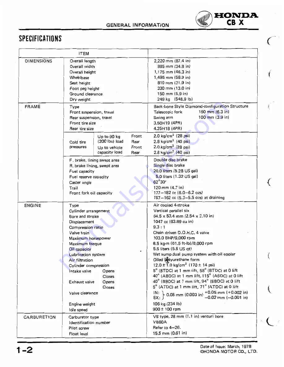 Honda 1979 CBX Shop Manual Download Page 6