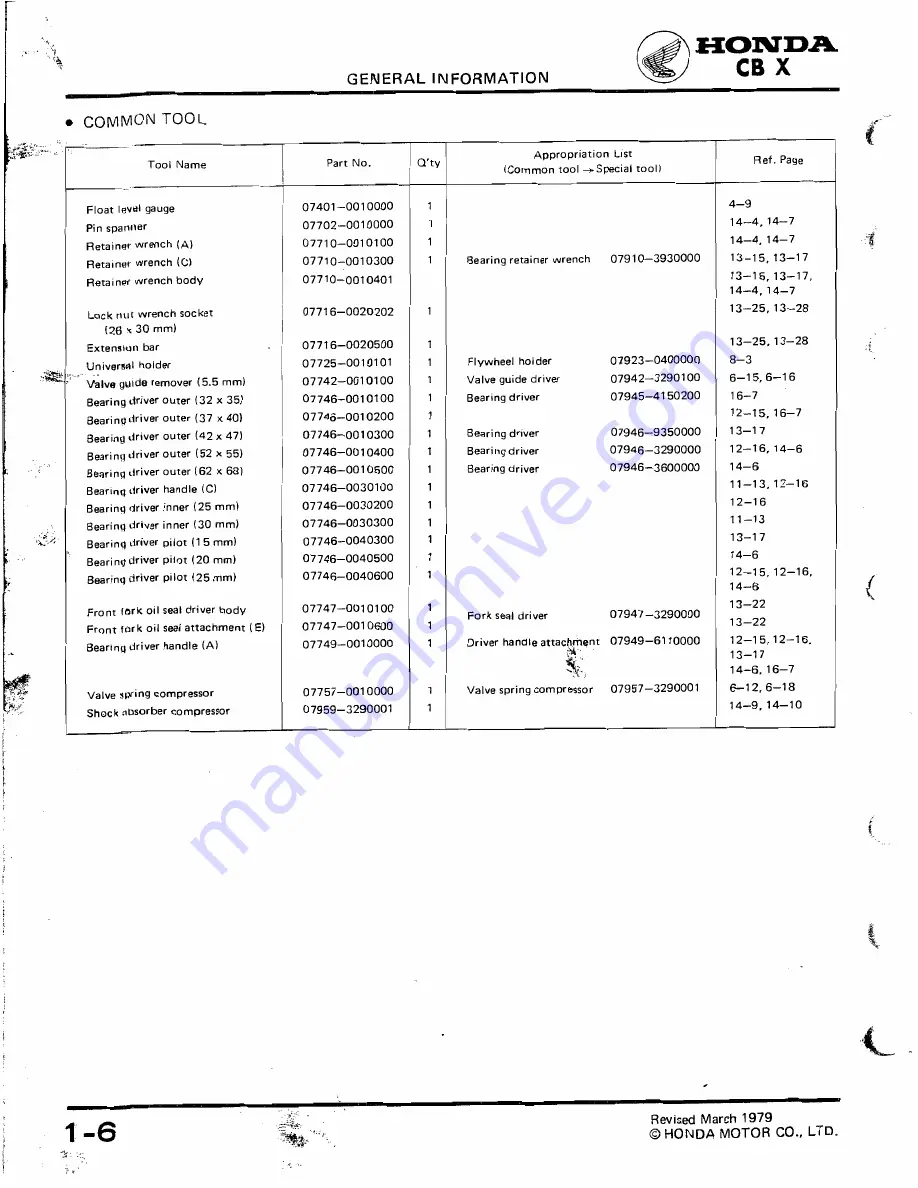 Honda 1979 CBX Shop Manual Download Page 10