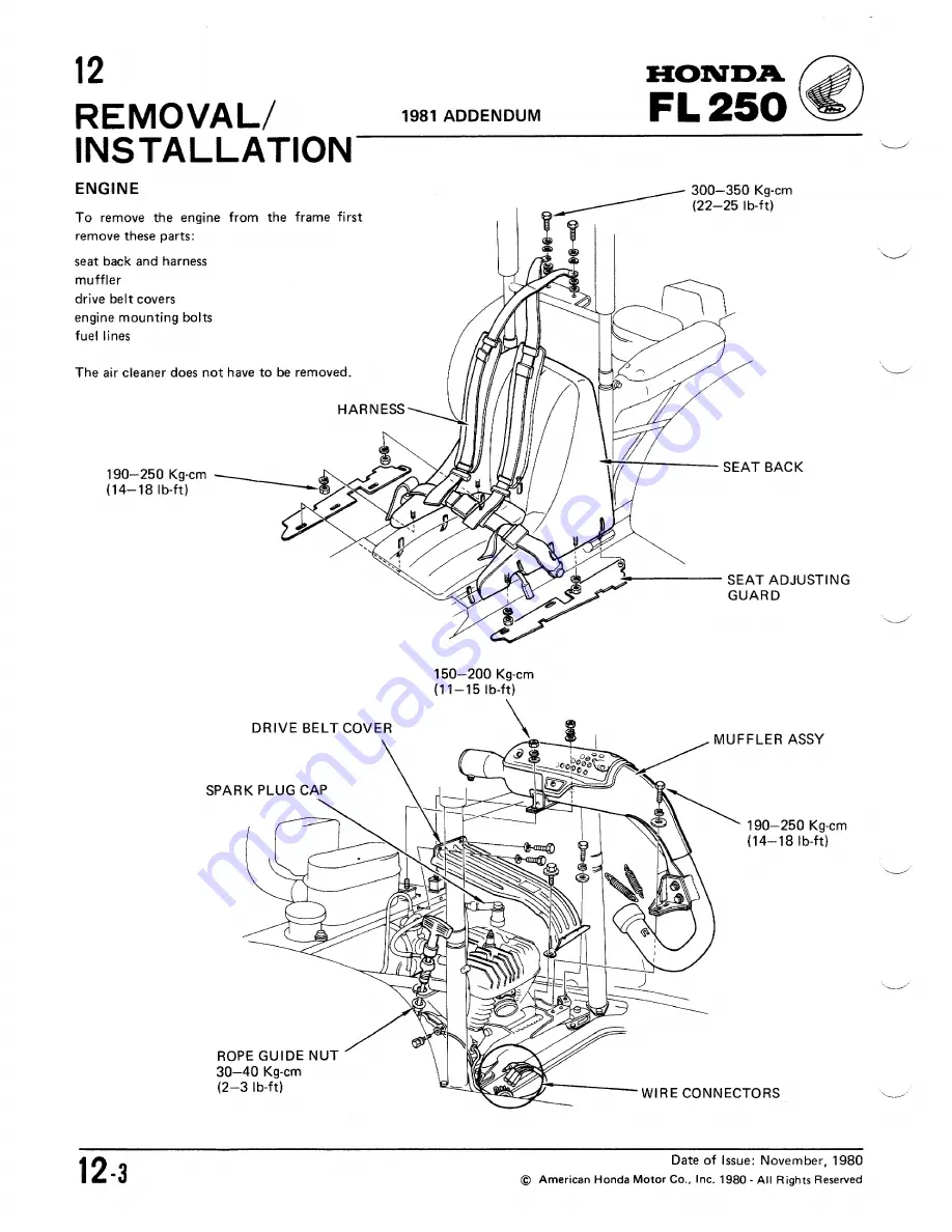 Honda 1981 Odyssey FL250 Shop Manual Download Page 108