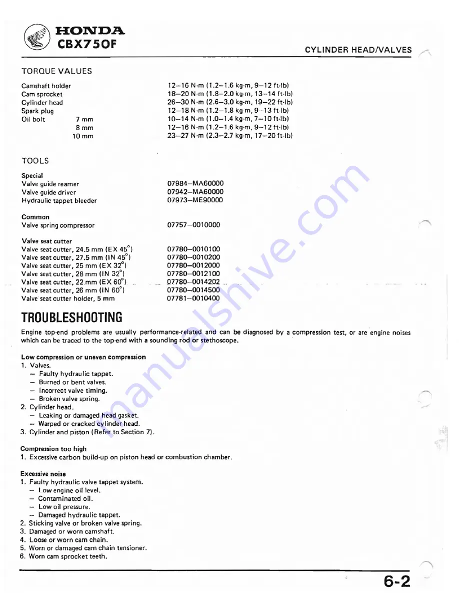 Honda 1984 CBX750F Workshop Manual Download Page 79