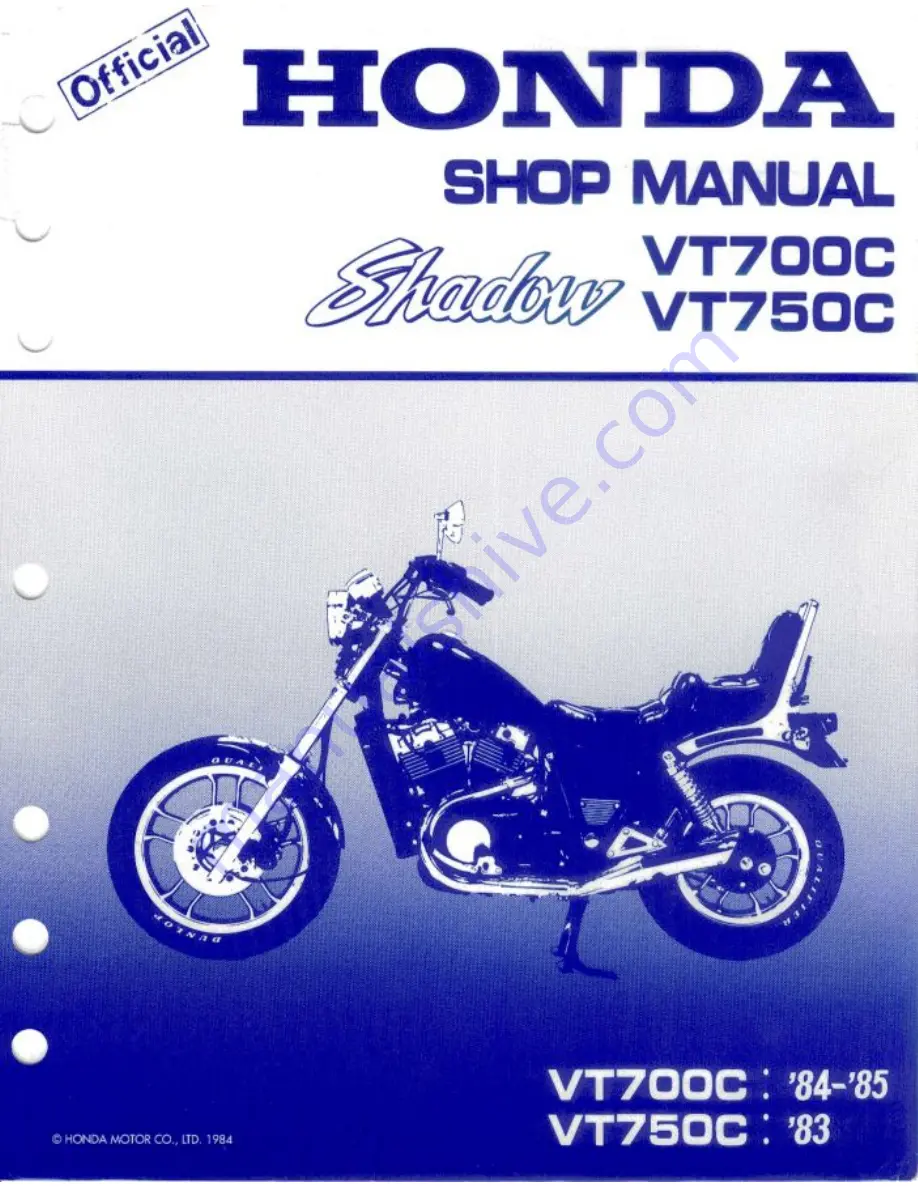 Honda 1984 Shadow VT700C Скачать руководство пользователя страница 1