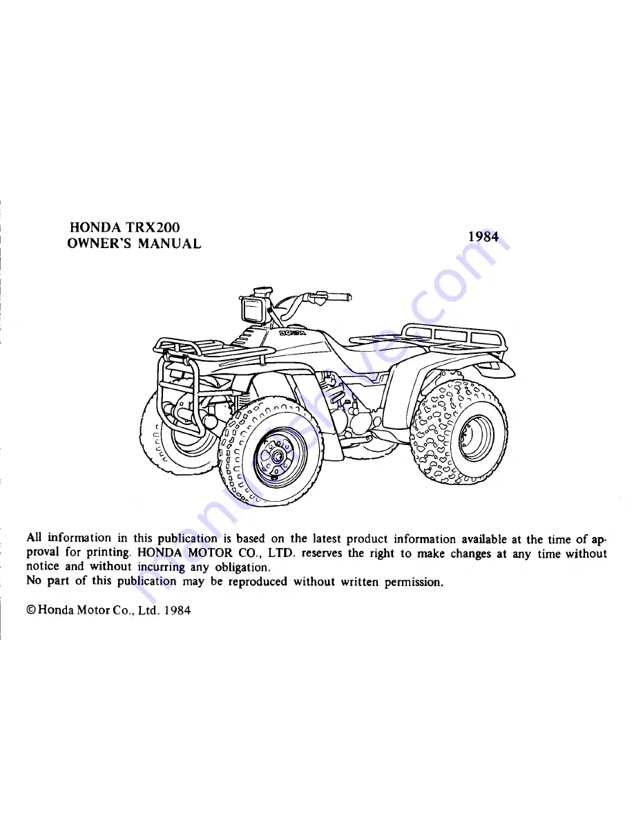 Honda 1984 TRX 200 Скачать руководство пользователя страница 3