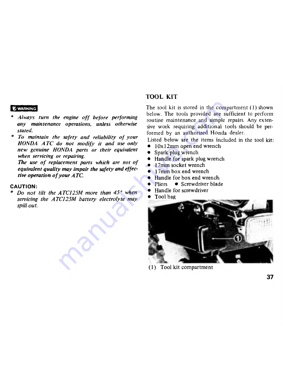 Honda 1985 ATC125M Owner'S Manual Download Page 41