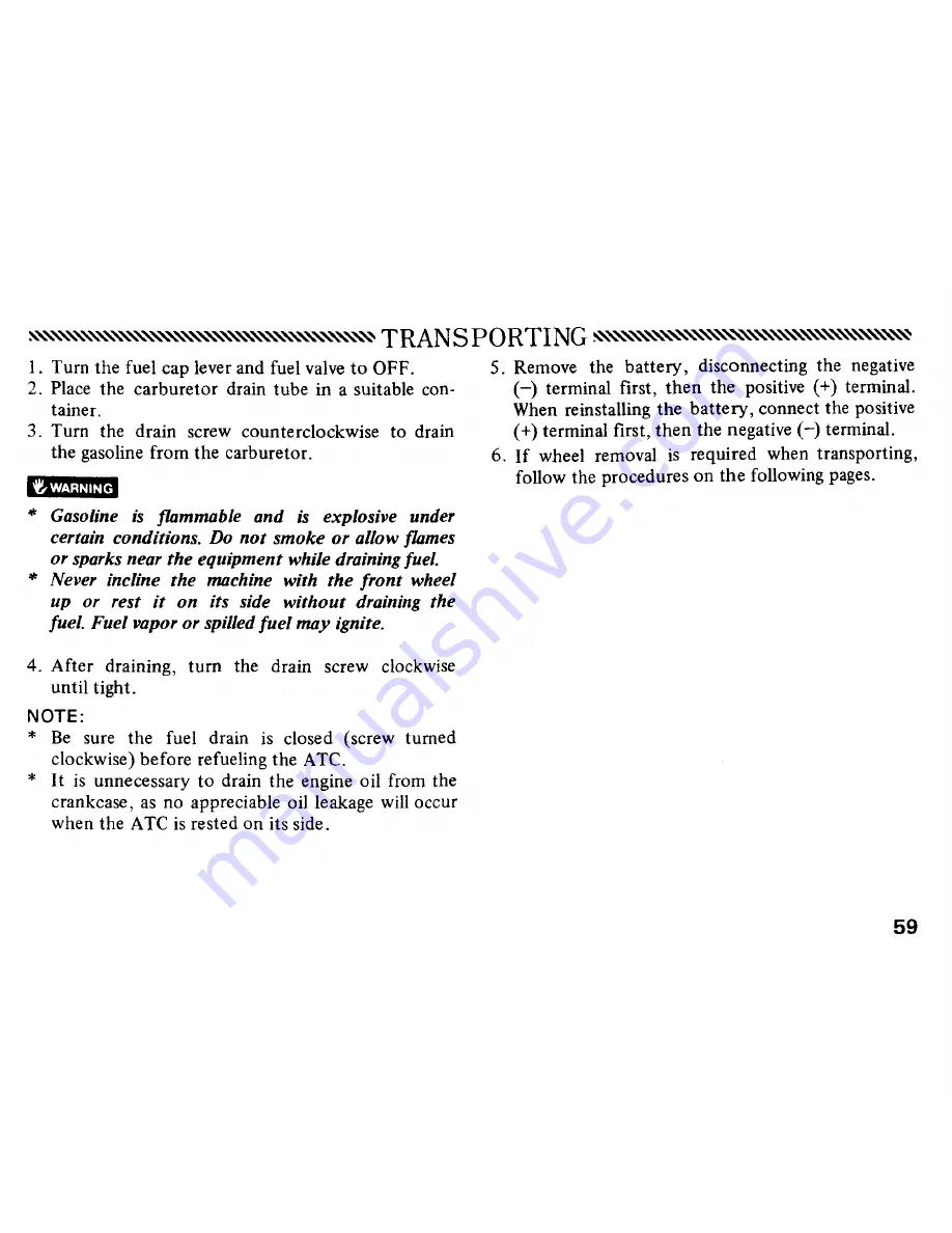 Honda 1985 ATC125M Owner'S Manual Download Page 63