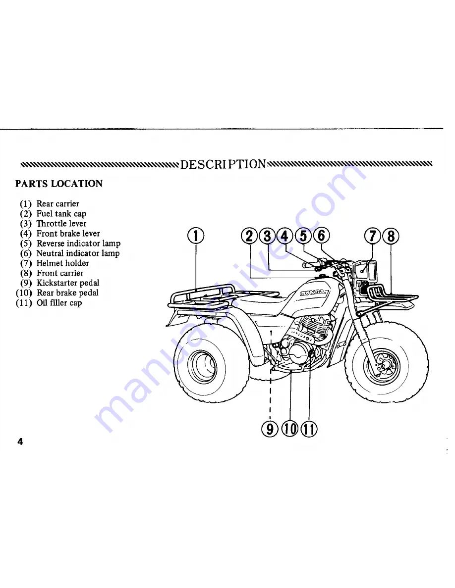 Honda 1986 ATC 250ES Owner'S Manual Download Page 9