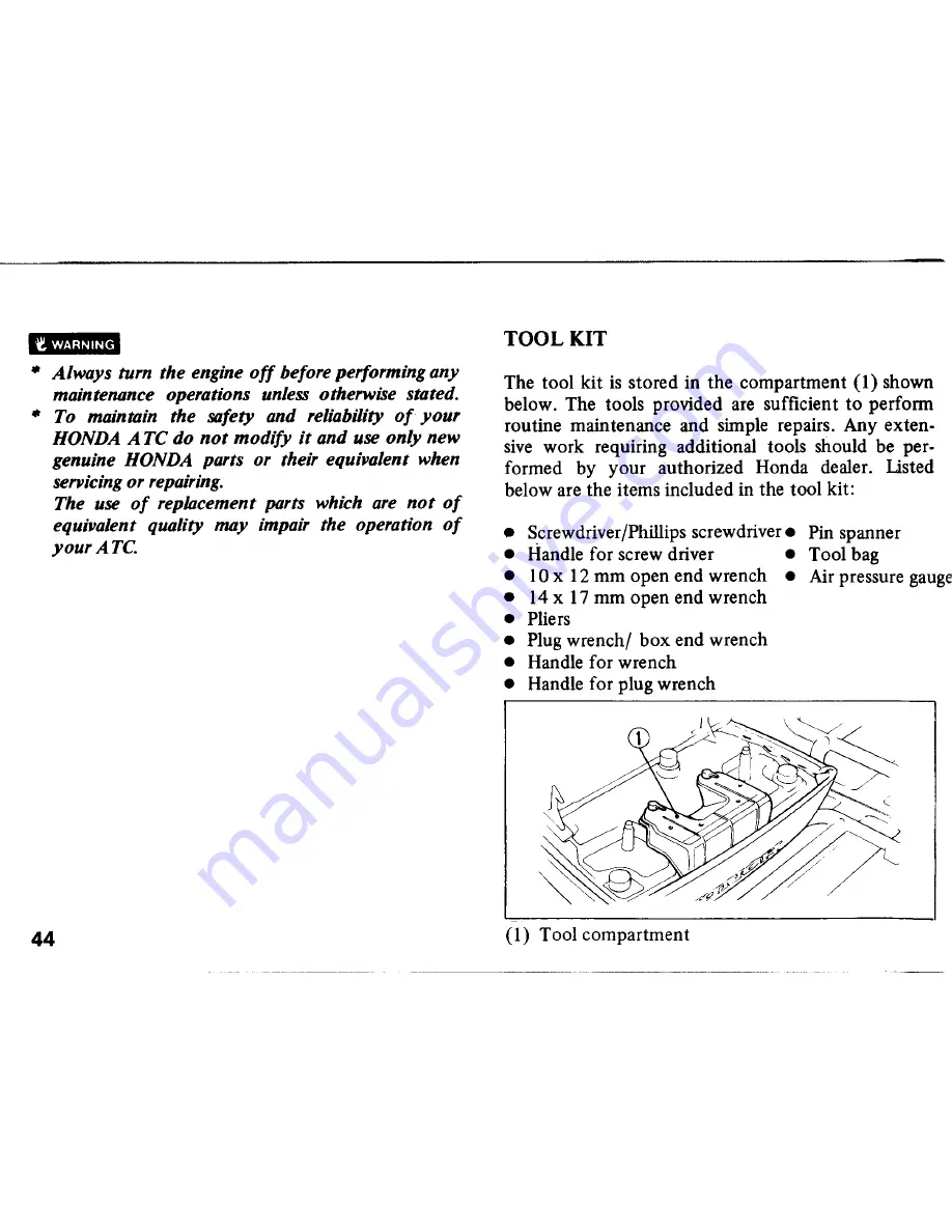 Honda 1986 ATC 250ES Owner'S Manual Download Page 49