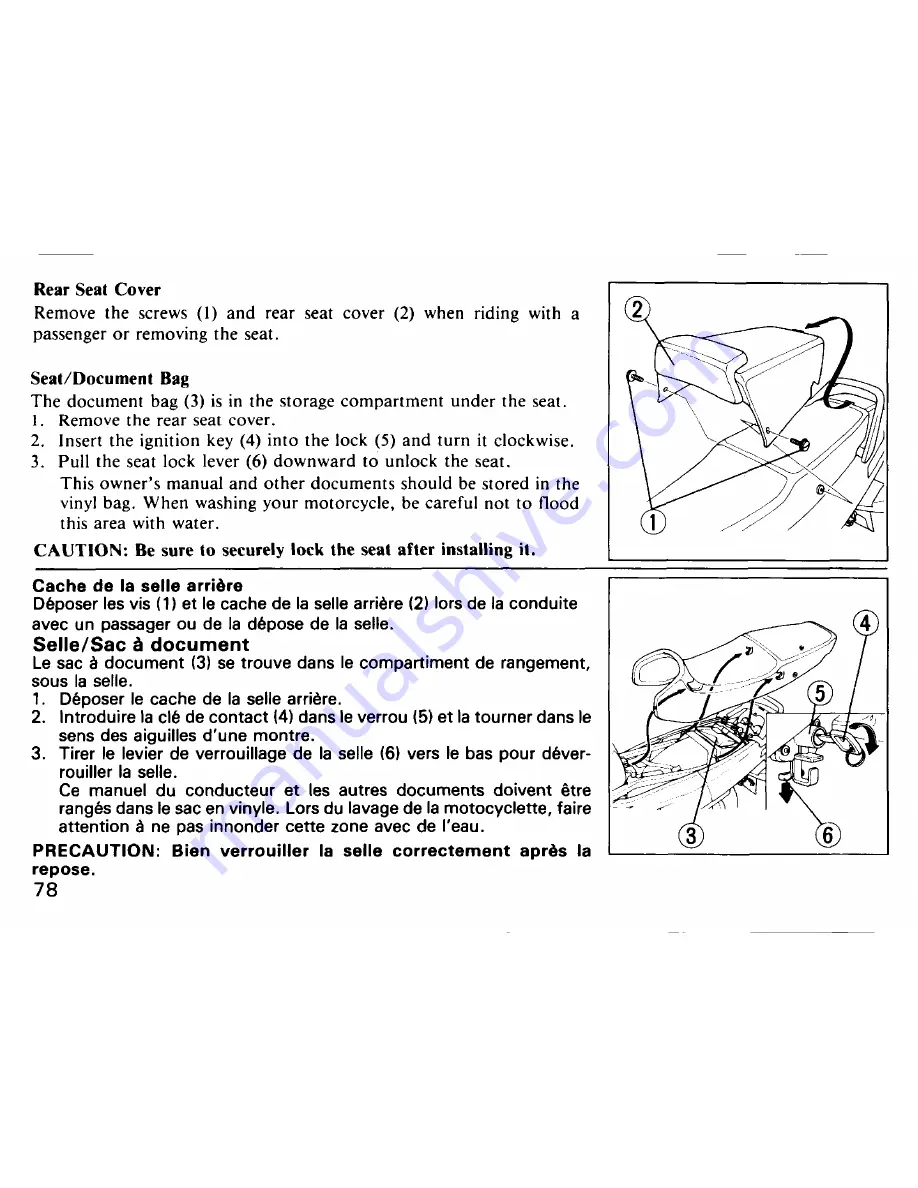 Honda 1987 VFR750F Owner'S Manual Download Page 84