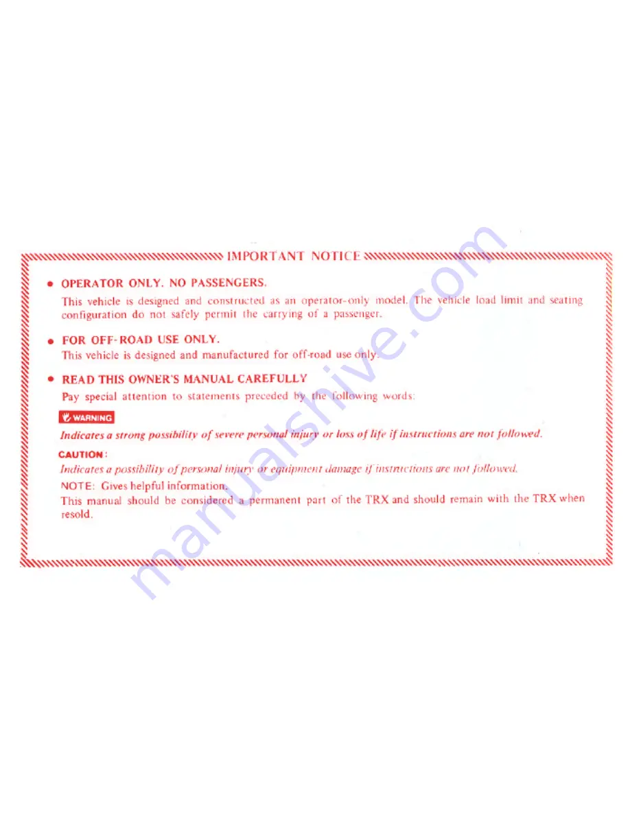 Honda 1988 TRX 300 FW Owner'S Manual Download Page 2