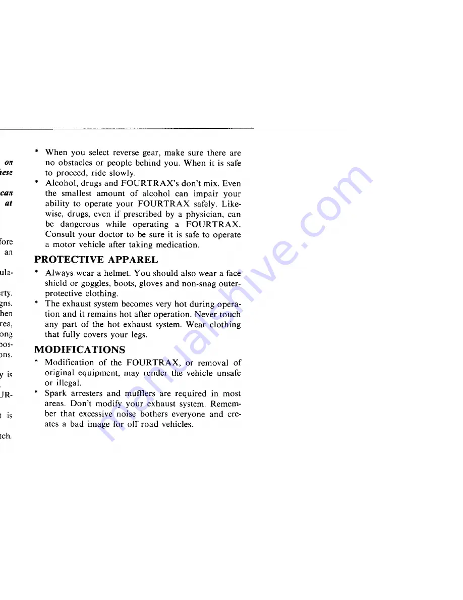 Honda 1988 TRX 300 FW Owner'S Manual Download Page 9