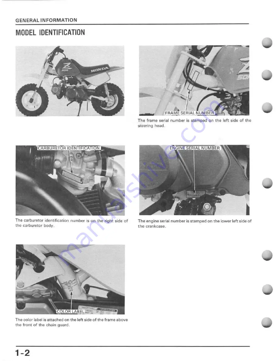 Honda 1988 Z50R Service Manual Download Page 5