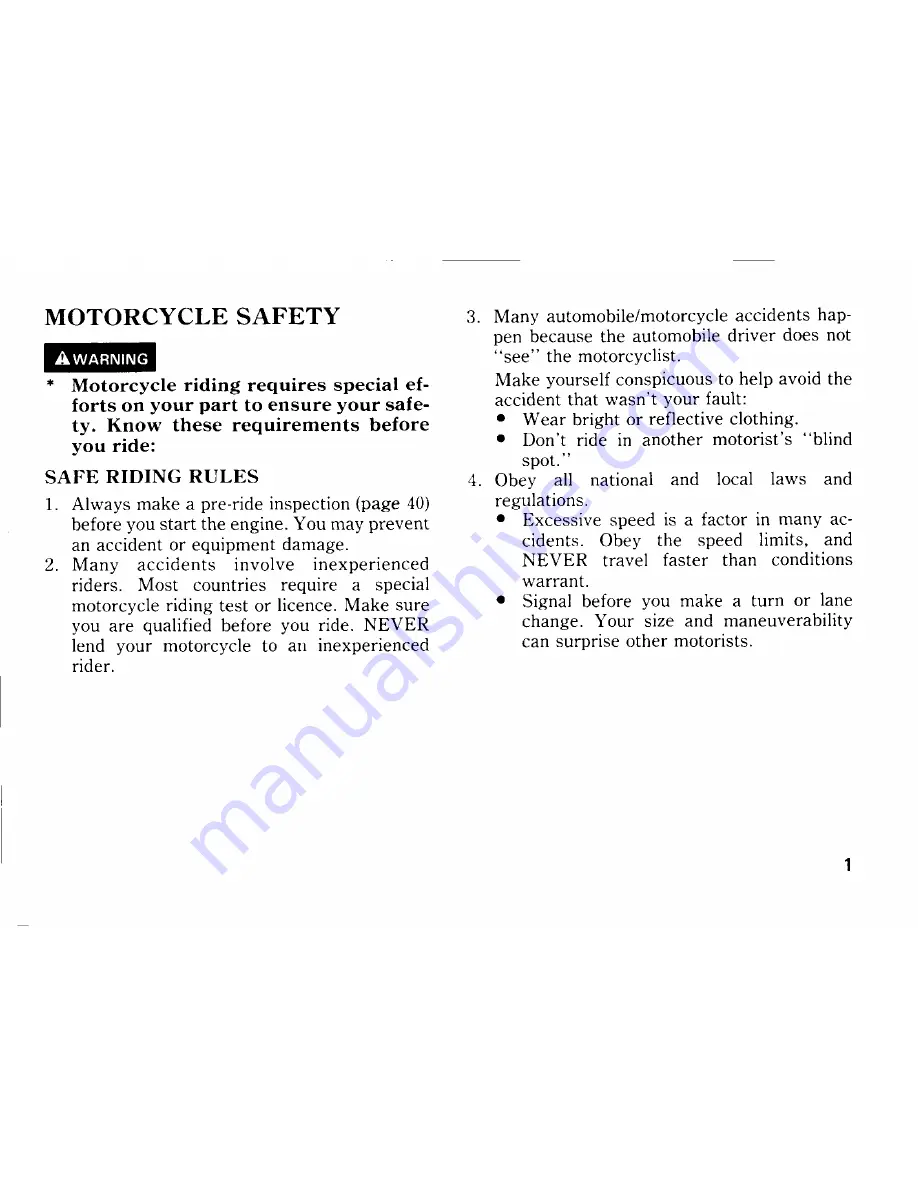 Honda 1989 CBR1000F Owner'S Manual Download Page 9