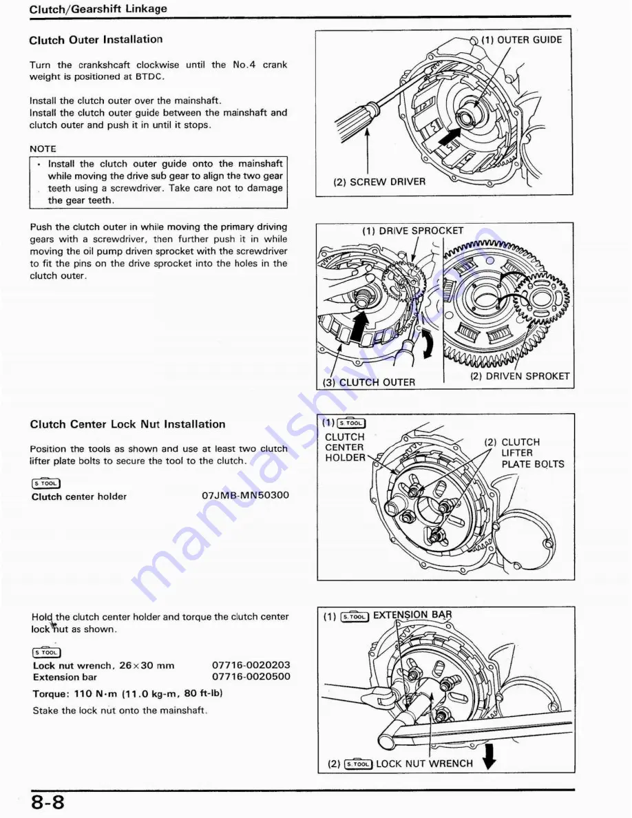 Honda 1992 CB750F2 Скачать руководство пользователя страница 88