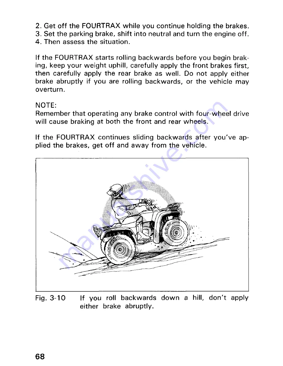 Honda 1992 TRX300FW Fourtrax 300 4x4 Скачать руководство пользователя страница 74