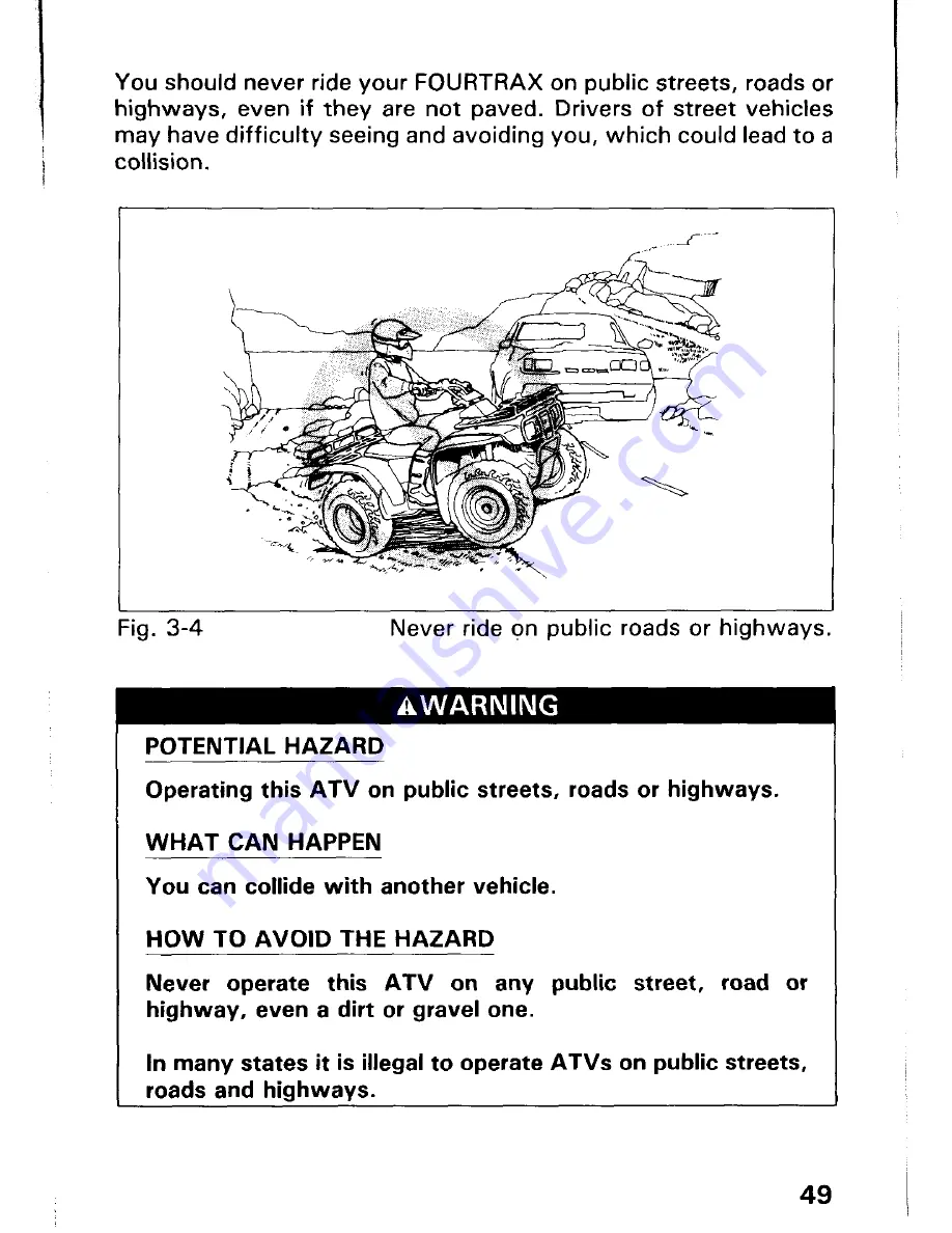 Honda 1993 TRX300FW Fourtrax 300 4x4 Owner'S Manual Download Page 55