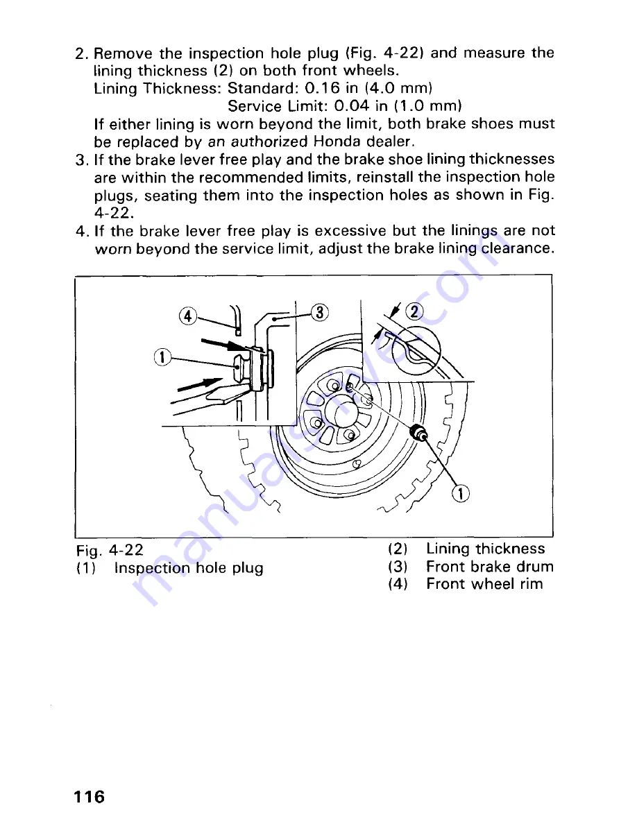 Honda 1993 TRX300FW Fourtrax 300 4x4 Owner'S Manual Download Page 122