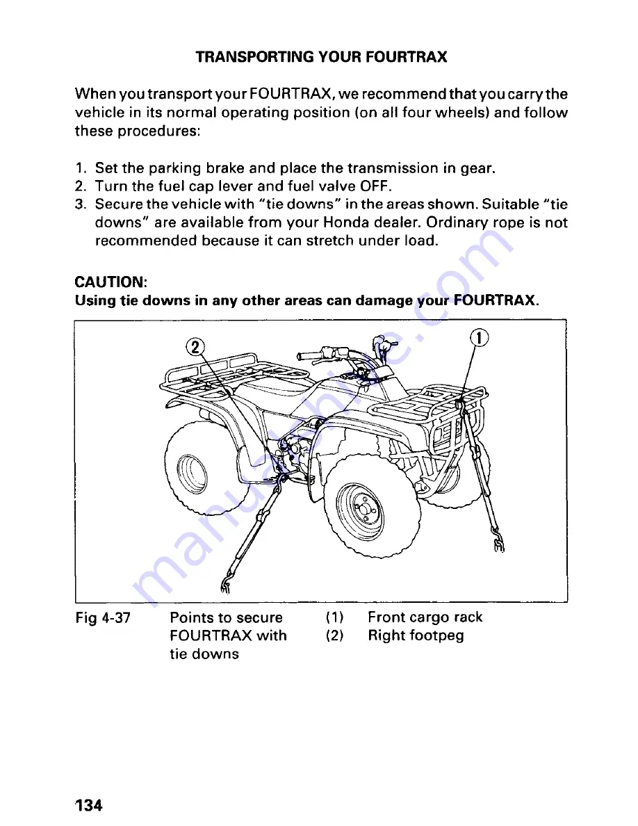 Honda 1995 Fourtrax 300 Owner'S Manual Download Page 138