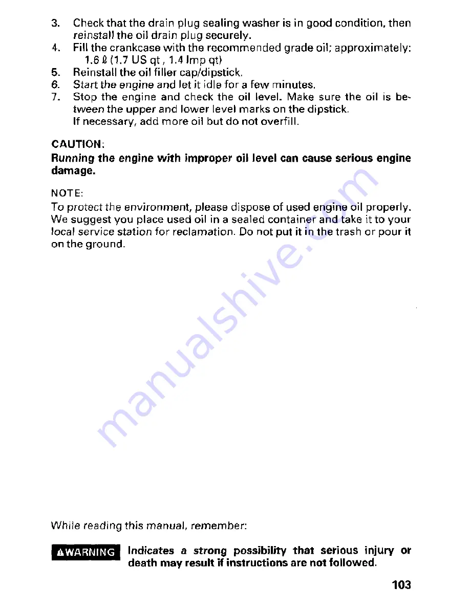 Honda 1997 Fourtrax TRX250 Owner'S Manual Download Page 109