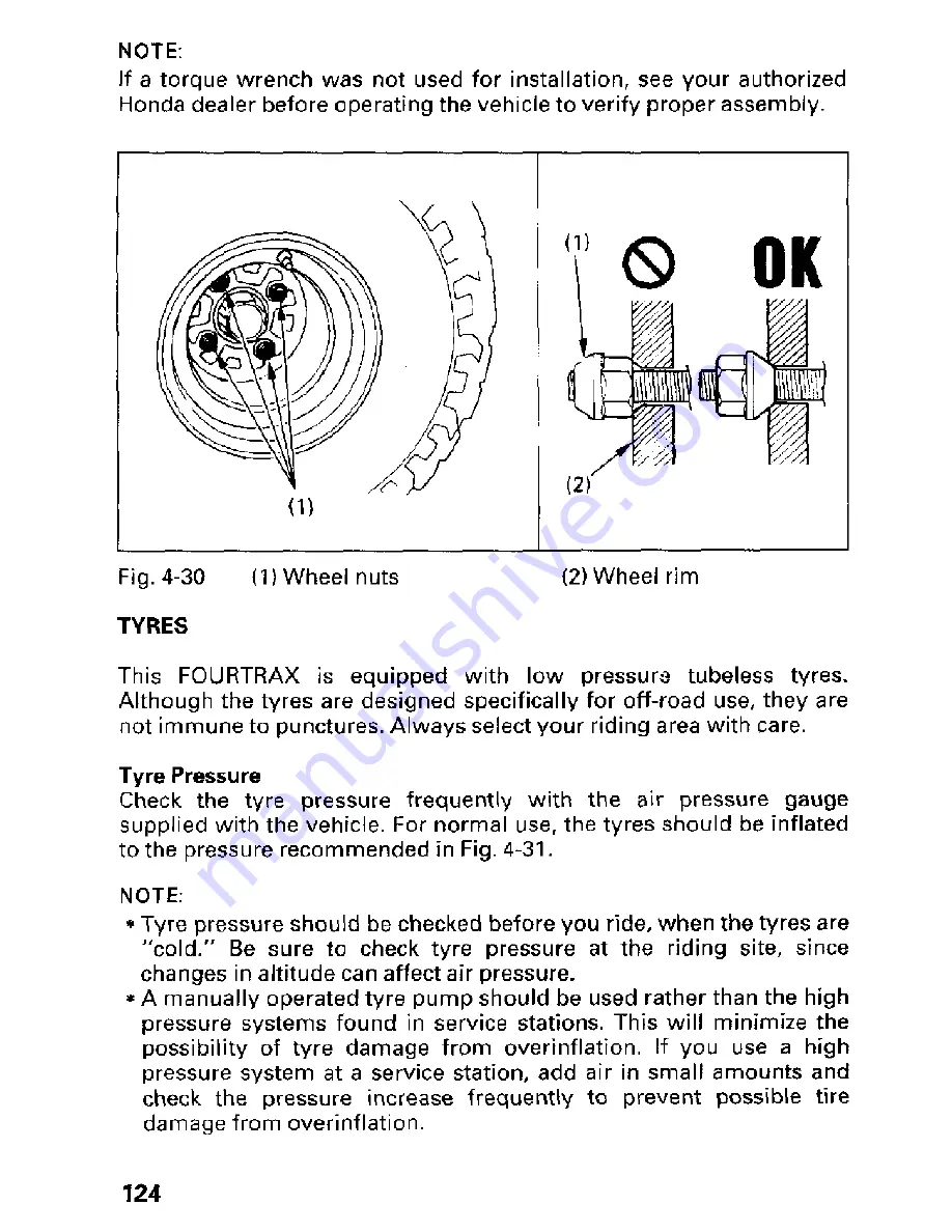 Honda 1997 Fourtrax TRX250 Owner'S Manual Download Page 130