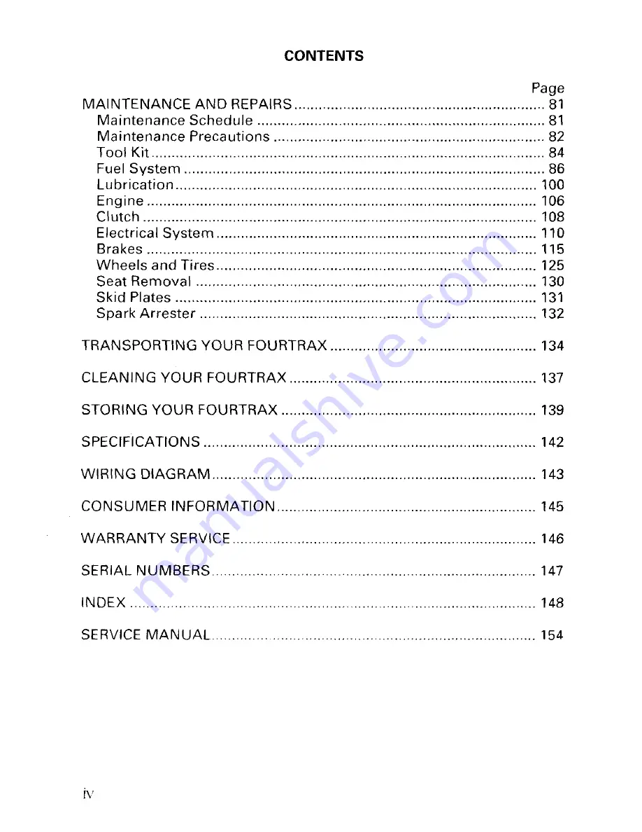 Honda 1997 TRX300 Fourtrax 300 Owner'S Manual Download Page 6