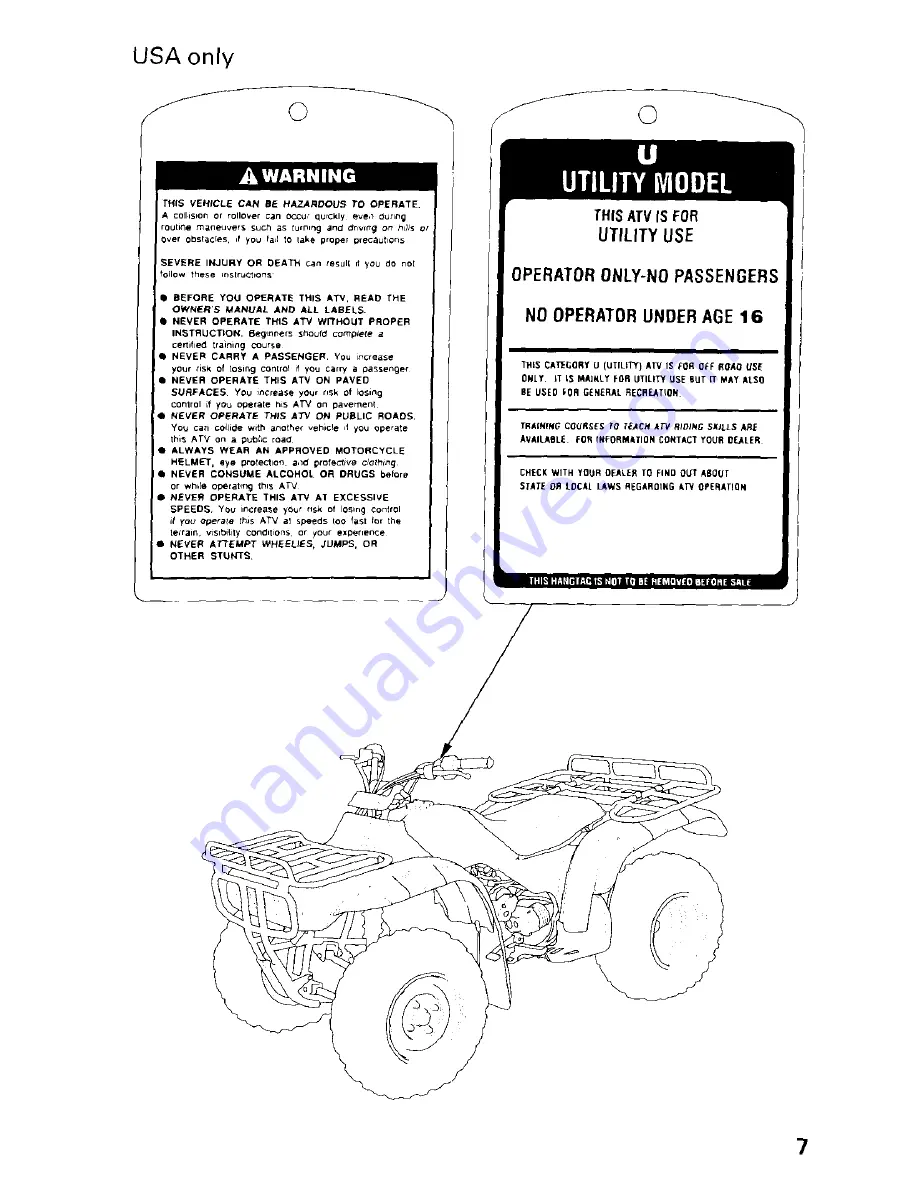 Honda 1997 TRX300 Fourtrax 300 Owner'S Manual Download Page 13