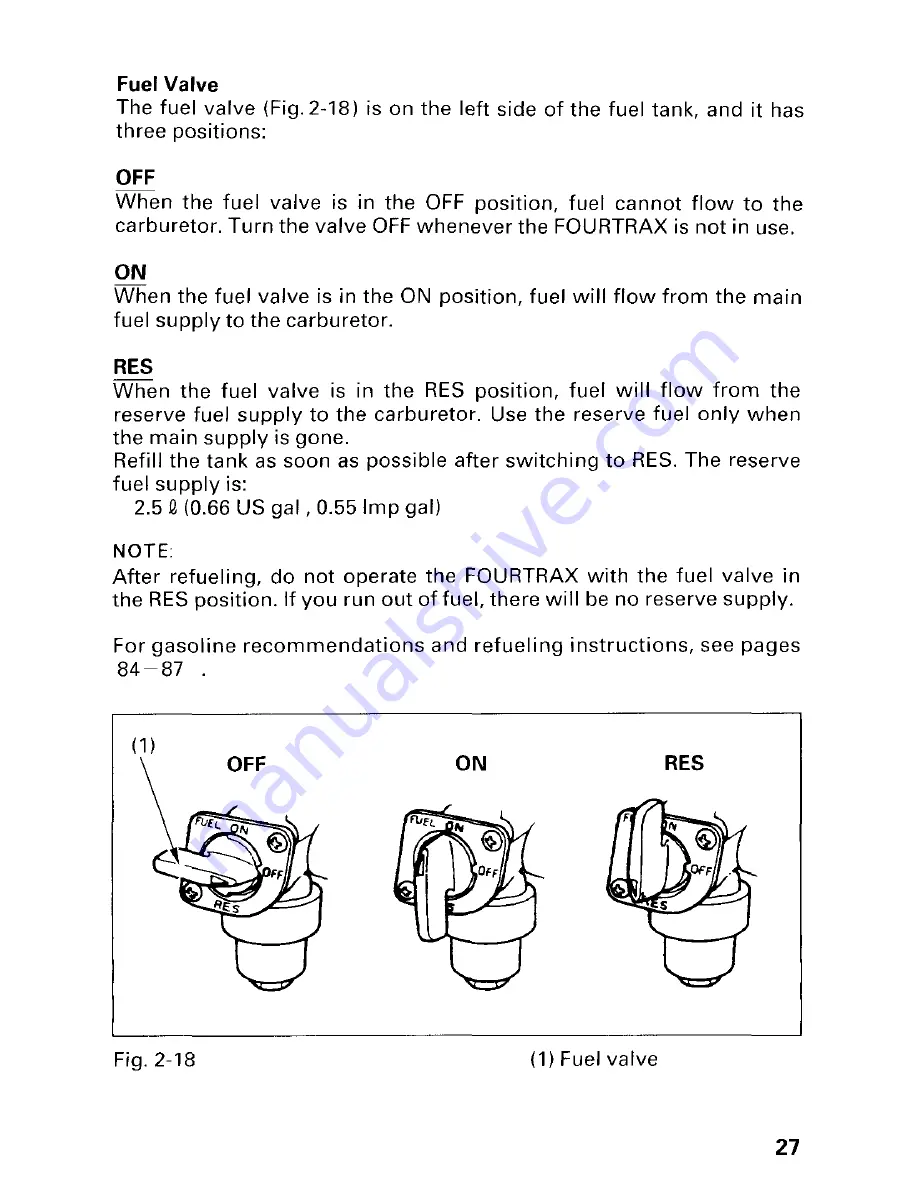 Honda 1997 TRX300 Fourtrax 300 Owner'S Manual Download Page 33