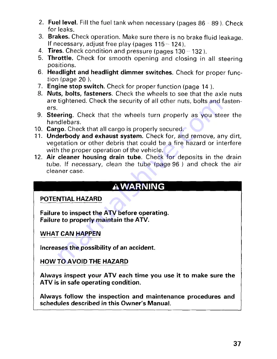 Honda 1997 TRX300 Fourtrax 300 Owner'S Manual Download Page 43