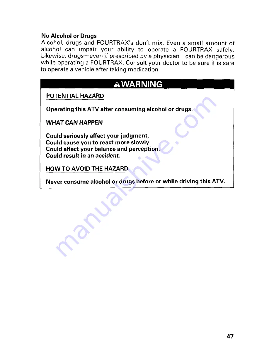 Honda 1997 TRX300 Fourtrax 300 Owner'S Manual Download Page 53