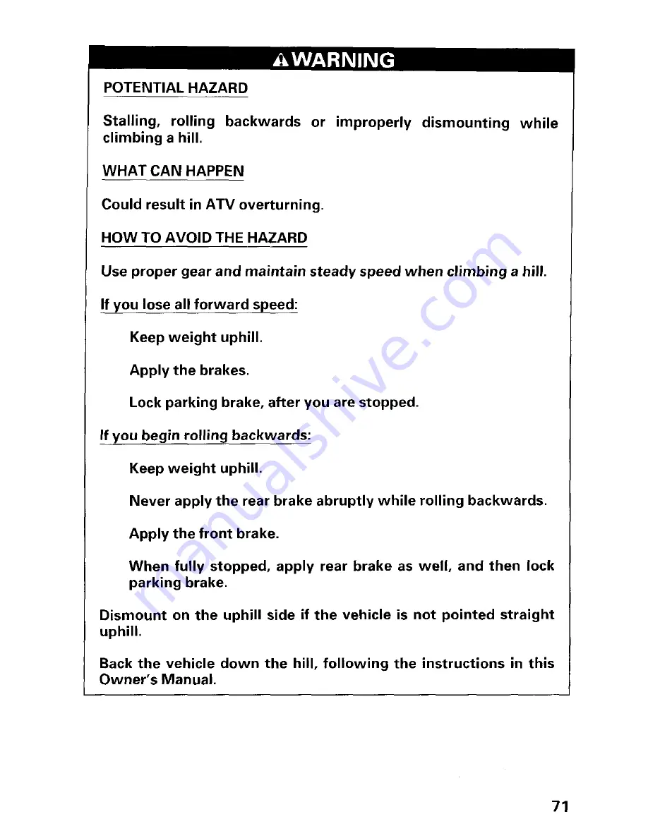 Honda 1997 TRX300 Fourtrax 300 Owner'S Manual Download Page 77