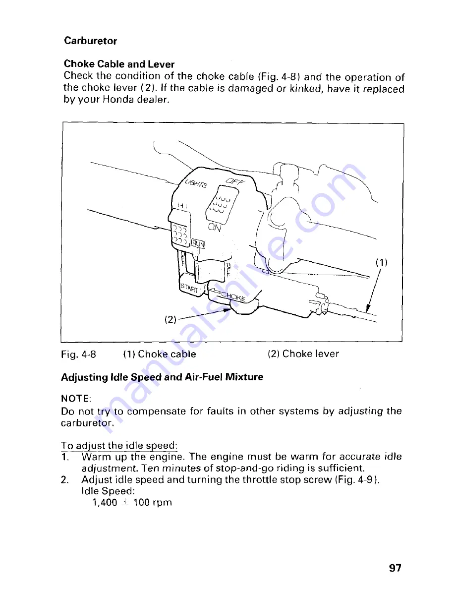 Honda 1997 TRX300 Fourtrax 300 Owner'S Manual Download Page 103