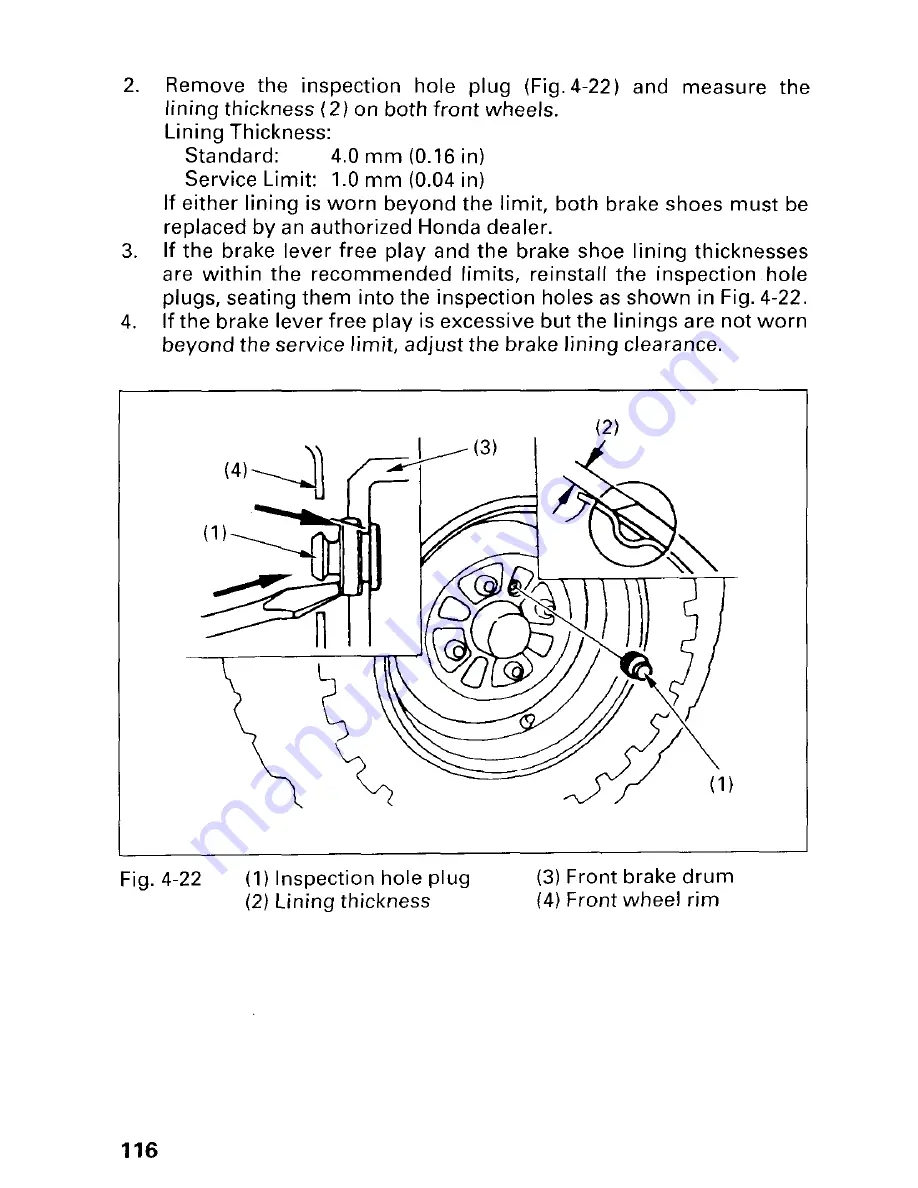 Honda 1997 TRX300 Fourtrax 300 Owner'S Manual Download Page 122